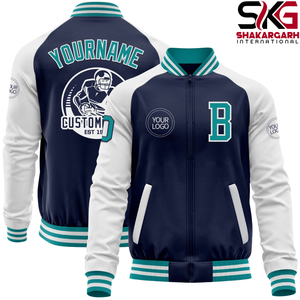 Custom Men Varsity <b>Jacket</b> <b>Fleece</b> <b>Lined</b> Zip Up Letterman Bomber <b>Jacket</b> Name Number School Club Wear - Product Image 4