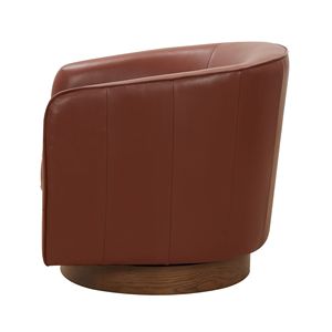 Poltrona Girevole Tessa in Pelle di Prima Qualità Color Caramello con Base in Legno, Elegante Arredo per Soggiorno - Product Image 4