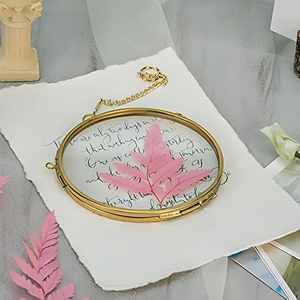 Cadre photo mural décoratif en verre transparent avec bordure en laiton, finition dorée, forme ronde, taille personnalisée, décoration - Product Image 1
