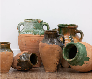 Jarrón de Cerámica de Terracota Verde Glaseado Estilo Vintage con Asas, Decoración Rústica Mediterránea para el Hogar - Product Image 2