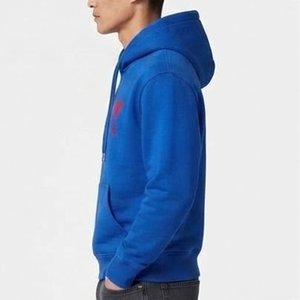 เสื้อฮู้ดผู้ชายสีน้ำเงินเข้มแบบสั่งทำพิเศษ ยอดขายดีที่สุด พร้อมลายปักหัวใจสีแดง ทรงปกติ ผ้าฝ้ายเฟรนช์เทอร์รี่ สวมใส่สบายๆ สำหรับฤดูใบไม้ร่วง - Product Image 4