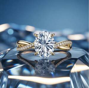 Anillo de Moissanita con Corte Ovalado en Plata de Ley 925 Chapada en Oro de 18K, Diseño Clásico Minimalista de Lujo para Boda, Compromiso o Fiesta - Product Image 1