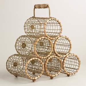Elegant Boho Rattan Wine Rack For Natural <b>Kitchen</b> Decor And Convenient <b>Storage</b> Of Multiple Wine Bottles - Product Image 4