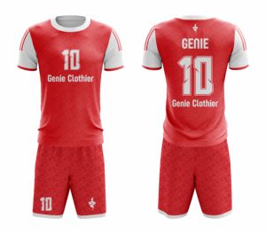 Uniforme de Fútbol Personalizado para Hombre, 100% Poliéster, Impresión Sublimada, Secado Rápido, Mangas Cortas, Servicio OEM al por Mayor, Posiciones para Logotipo Personalizado - Product Image 1