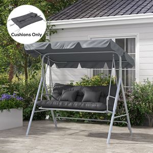 "Charcoal Gray Outdoor Bench <b>Cushions</b> & Pillows Set Including Replacement <b>Pad</b> Back <b>Cushion</b> 2 Pillows" - Product Image 2