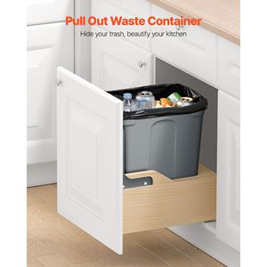 Cestino per Rifiuti Estraibile in Legno da 35 QT per Armadietti da Cucina, Contenitore per Riciclaggio con Organizzatore per Montaggio su Armadio - Product Image 2