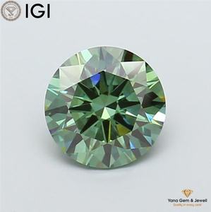 Diamant de laboratoire cultivé CVD de 1,50 carat, de couleur vert vif fantaisie, de clarté VS2, de taille ronde de 7,23 mm, certifié IGI, pour collier solitaire - Product Image 1