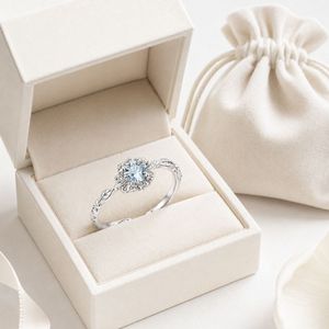 S925 Sterling <b>Silver</b> Blue CZ Flower <b>Ring</b> <b>Adjustable</b> Open Band for Women Fine Jewelry Wholesale - Product Image 2