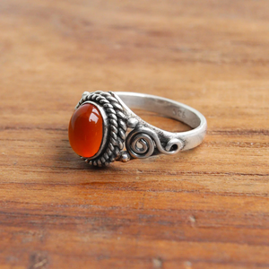 Anillo midi de cornalina, plata 925, hecho a mano, anillo llamativo para mujer, regalo de cumpleaños o aniversario hecho a mano para ella - Product Image 3