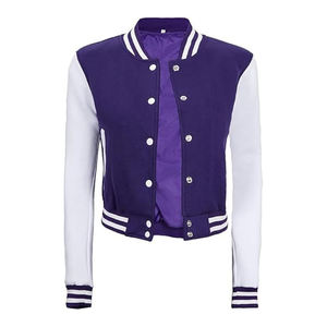 Veste Letterman Courte Femme à Manches en Cuir, Blouson de Baseball, Fournisseur de Vêtements Personnalisés USA - Product Image 6