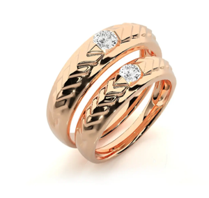 Bindi Jewels 925 Sterling Silver Rose Gold Plated Engraved Christian Romantic <b>Couple</b> Rings - Product Image 3