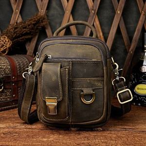 Bolso Bandolera de Cuero Genuino Vintage, Bolso de Hombro con Correa Ajustable y Cierre de Cremallera para Viajes y Negocios - Product Image 1
