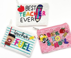 Porte-monnaie perlé coloré fait main pour enfants, portefeuille en tissu personnalisé avec fermeture éclair, pochette à monnaie, vente en gros, pochette perlée pour adolescents - Product Image 4