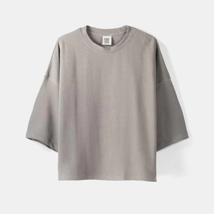 เสื้อยืดสตรีทแวร์ทรงบ็อกซี่แบบสั่งทำพิเศษ ไหล่ตก ทรงโอเวอร์ไซส์ ผ้าฝ้ายพีมา 100% เสื้อยืดครอปสำหรับผู้ชาย - Product Image 3