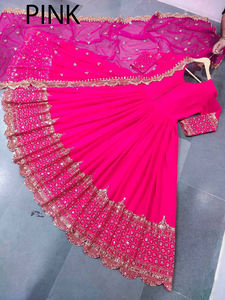 Vestido Anarkali Maxi de Estilo Indio Tradicional con Bordado en Faux Georgette, Dupatta de Diseñador, para Mujer, Ideal para Fiestas de Invierno, Superventas - Product Image 3