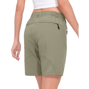 Shorts pour femmes à taille haute en toile à carreaux respirants, imperméables, à séchage rapide, couleur unie, avec taille élastique, style décontracté, rouge - Product Image 4