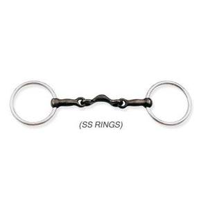 TM STARTECH Black Sweet Iron Mouth Stainless Steel 12.5 Size Ring French Link Lozenge Snaffle Bit <b>Equestrian</b> Horse Riding - Product Image 1