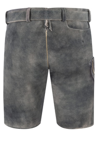 Shorts bavarois en cuir pour hommes, gris, broderie florale, pantalon traditionnel Trachten, taille haute, vêtements décontractés - Product Image 2