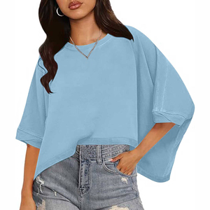 เสื้อยืดแขนสั้นผู้หญิงดีไซน์ใหม่ ผ้าฝ้าย เสื้อยืดผู้หญิงขายส่ง - Product Image 4