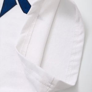 Camiseta de Primavera para Mujer, Corte Ajustado, Manga Corta, 100% Algodón, Cuello en V, Transpirable, Antipilling, Decoración con Letras, Estilo Casual - Product Image 4