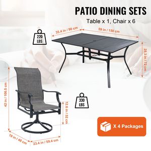 Set da Pranzo da Esterno in Ferro a 7 Pezzi per Tutte le Stagioni, Tavolo con Sedie Girevoli per Bistrò o Giardino - Product Image 2