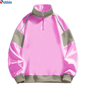 Sudaderas con capucha personalizadas para hombre, sudadera de algodón con bloques de color, cierre de cremallera de un cuarto y mangas largas holgadas - Product Image 3