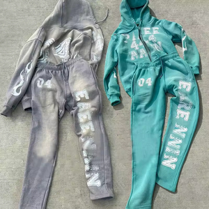 Direct Factory Made Men's Winter Acid Wash Printed Breathable Quick Dry Fleece Streetwear <b>Tracksuit</b> New Stylish Hooded Cotton - Product Image 1