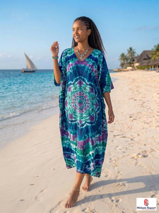 Printed <b>Kaftan</b> Dress Women Elegant Beach Wear Loose Fit Soft Fabric <b>Summer</b> Cover Up Resort Island Style Manufacturing Supply - Product Image 4