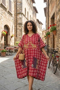 Vintage Cotton Gudri Cotton Handmade <b>Kantha</b> Quilted Kaftan Robe Boho Breathable Eco-Friendly Kaftan Dresses with Pocket - Product Image 4