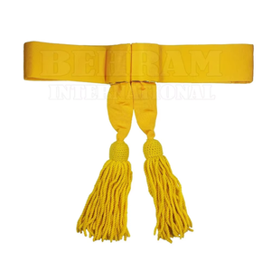 เข็มขัดผ้าฝ้าย/โพลีเอสเตอร์สีเหลืองสำหรับงานพิธี  พร้อมพู่ห้อย ปรับขนาดได้ ใช้ตกแต่งชุดยูนิฟอร์ม สำหรับงานอีเว้นท์และขบวนพาเหรด  ลดราคาพิเศษ - Product Image 1