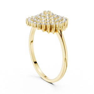 Anillo de oro amarillo macizo de 14k para mujer con diamante de corte brillante redondo minimalista en forma de flor, ideal para regalo de compromiso, aniversario o boda. - Product Image 4