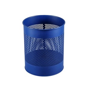 ถังขยะโลหะคุณภาพดี ดีไซน์ตาข่ายรังผึ้ง ถังขยะเหล็กสีน้ำเงินเทา สำหรับบ้าน ห้องนอน ถังขยะตกแต่ง - Product Image 5