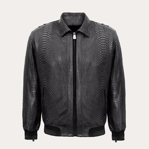 Custom Men's Python Emboss <b>Leather</b> <b>Jacket</b> Luxury Motorcycle Biker Style OEM ODM Factory Sample Service Available - Product Image 1