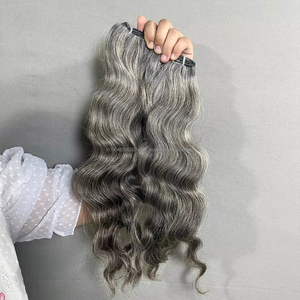 ผมปลอมสีเทาอ่อนแบบพรีเมี่ยมสำหรับผมมนุษย์100% นุ่มลื่นและไม่พันกันเหมาะสำหรับสไตล์ที่เป็นตัวหนาและไฮไลต์ที่ปกปิดได้เต็มที่ - Product Image 1