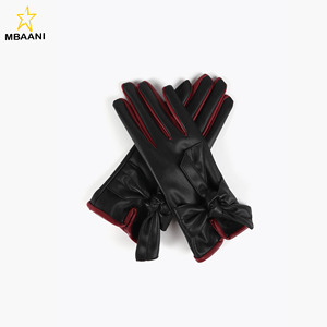 Black leather fashion breathable touchscreen <b>gloves</b> - Product Image 1