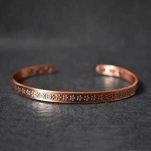 AUREVIA CRAFTS Factory Wholesale Retro Minimalist Trendy Unisex Gift Red Copper Polished <b>Magnetic</b> <b>Bracelet</b> - Product Image 2