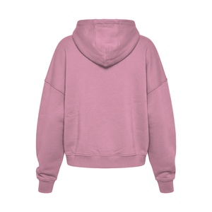 Sweat-shirt à capuche rose en molleton épais personnalisé, coupe oversize à épaules tombantes, style streetwear uni, vente en gros - Product Image 2