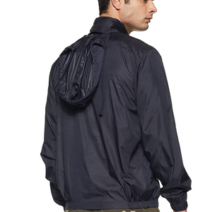 Plain Dyed Polyester <b>Waterproof</b> <b>Thin</b> Reversible Windbreaker <b>Jacket</b> for Men's with Zipper Closure Full Sleeves - Product Image 2