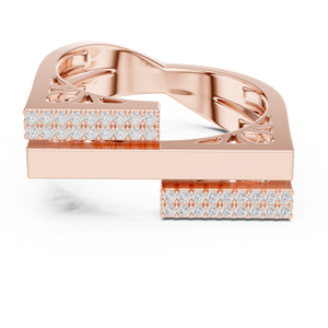 Rose Gold Color Diamond Ring <b>Square</b> Halo Bridal Band Statement Wedding Jewelry for Women - Product Image 1
