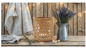 Decorative Rattan <b>Hurricane</b> <b>Candle</b> Holder Rustic Table Centerpiece Perfect for Living Room and Events Decor Wholesale From India - Product Image 3