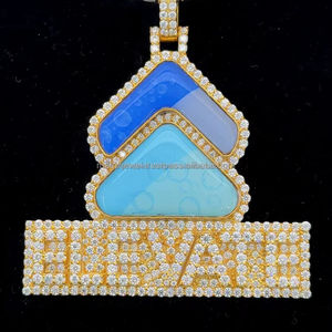 Joyería de Hip Hop de lujo personalizada 925 Sterling Silver3D letra Iced Out Soild VVS Moissanite diamante con esmalte colgante collar - Product Image 1