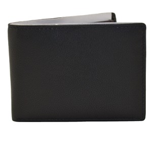 Men's Genuine Leather Slim Bifold <b>Wallet</b> with <b>RFID</b> Protection Card Holder Fold Closure Minimalist Style Black - Product Image 4