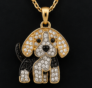 Lindo Collar con Colgante de Perro, Color Dorado, Cristal, Diamantes de Imitación, Cadena de Joyería para Mascotas, Regalo para Niños, Unisex - Product Image 1