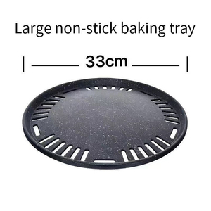 29.5cm 33cm Non Stick Round <b>BBQ</b> Grill Plate Korean Style Grill Pan Easy Clean Cooking Griddle for Charcoal - Product Image 3
