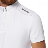 Polo de manga corta para hombre, ligero, de poliéster, con cremallera, transpirable, que absorbe la humedad, de malla, para equitación