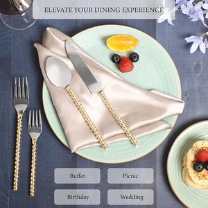 <b>Gold</b> Plated Dinner Spoon Set With Marble Handle Glamorous Wedding Tableware Durable <b>Mirror</b> Finish <b>Long</b> Handle Cutlery - Product Image 6