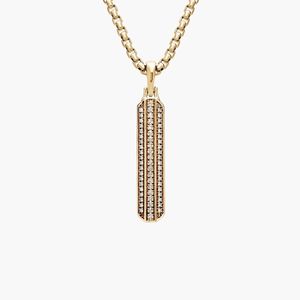 Pendentif vertical de luxe pour homme en or blanc avec diamant naturel rond taille brillant - Product Image 3