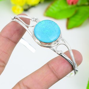 Glorious Blue Triplet Opal Cuff Bangle Gemstone Jewelry 925 <b>Solid</b> Sterling <b>Silver</b> Handmade Engagement Gift <b>Bracelet</b> - Product Image 6
