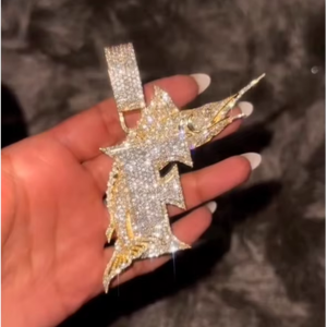 Pendentif Lettre Personnalisé Iced Out en Argent Sterling 925, Sertissage Complet, Moissanite VVS, Style Hip Hop - Product Image 1