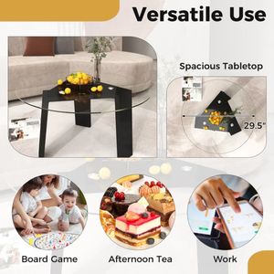 Piccolo tavolino da caffè con gambe in legno massello di gomma in vetro Top Design contemporaneo - Product Image 4